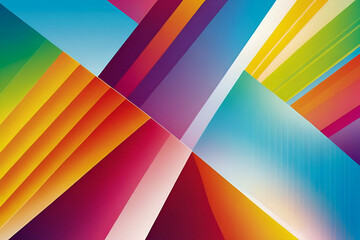 Obraz premium Geometric line shapes rainbow gradient illustration, bright multicolor background