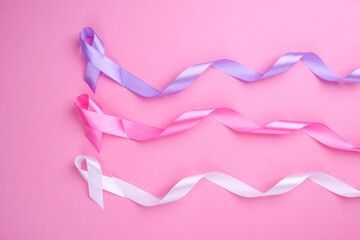 Cancer Ribbon Campaign on Pink Background. World Cancer Day. 