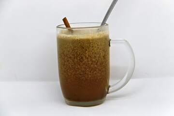 Bajigur is a hot and sweet beverage native to West Java, Indonesia. The main ingredients are coconut milk and Aren sugar, a small amount of ginger and a small pinch of salt.