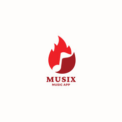 Musix fire logo design