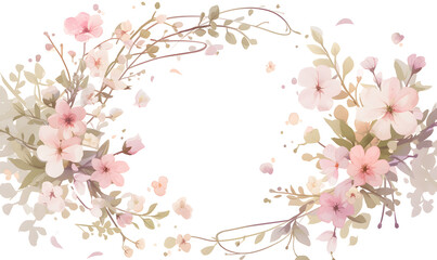 Obraz na płótnie Canvas mini floral frame watercolor illustration, Generative AI 