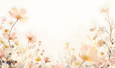 mini floral frame watercolor illustration,  Generative AI  - obrazy, fototapety, plakaty
