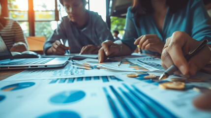 Obraz premium Working and generating ideas for new business project financial investment concept at a business consulting meeting.