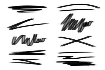 Charcoal marker grunge rough underline handrawn brushstrokes. Crayon or marker doodle scribbles on white background.  © Hasriani