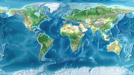 topographic map of the world - obrazy, fototapety, plakaty