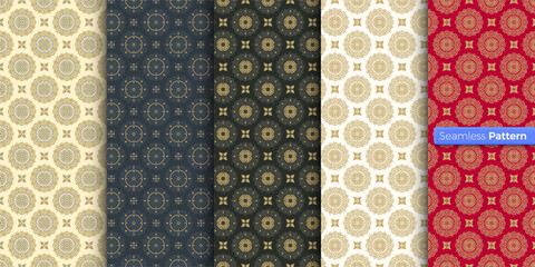 Chinese Japanese style geometric pattern. colors background. contemporary art. symmetric. minimal style. For wallpaper, wrapper, textiles, fabric, clothes, souvenirs, surface. Seamless pattern vector.