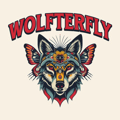 Wolf Butterfly Vector Art, Illustration and Graphic