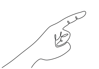 One line drawing of hand pointing finger. Vector illustration creative idea of problem up.