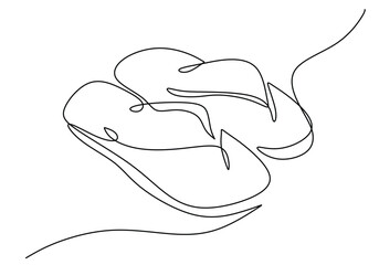 Flip flops beach in continuous one line drawing.