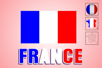France flag vector illustration and map