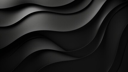 A monochromatic composition featuring dynamic and fluid wavy lines creating an abstract background.