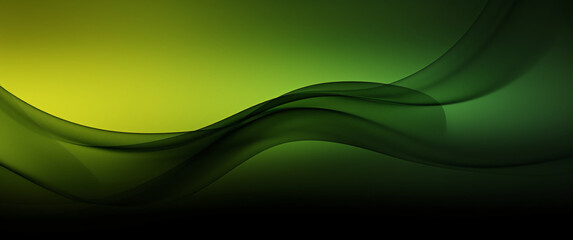 Abstract green wave on dark background. Green, yellow or orange colors, Space for text or image - obrazy, fototapety, plakaty