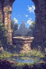 abandon place background in pixel art style.