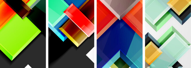 Color glass glossy square composition poster set for wallpaper, business card, cover, poster, banner, brochure, header, website