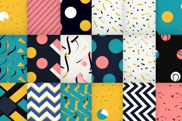 A trip down memory lane with a 90s-inspired seamless patterns background collection, featuring patterns reminiscent, Generative AI