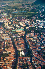 Fototapeta na wymiar ROMANIA Bistrita ,Panoramic view from the plane,MUSEUM,august 2020