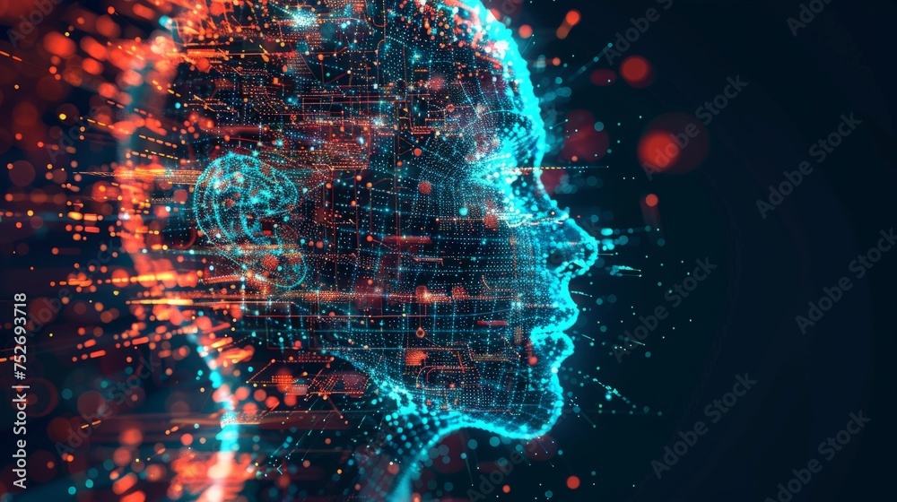 Wall mural conceptual technology of artificial intelligence. abstract futuristic background