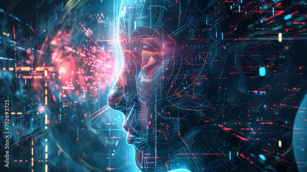 Wall mural conceptual technology of artificial intelligence. abstract futuristic background