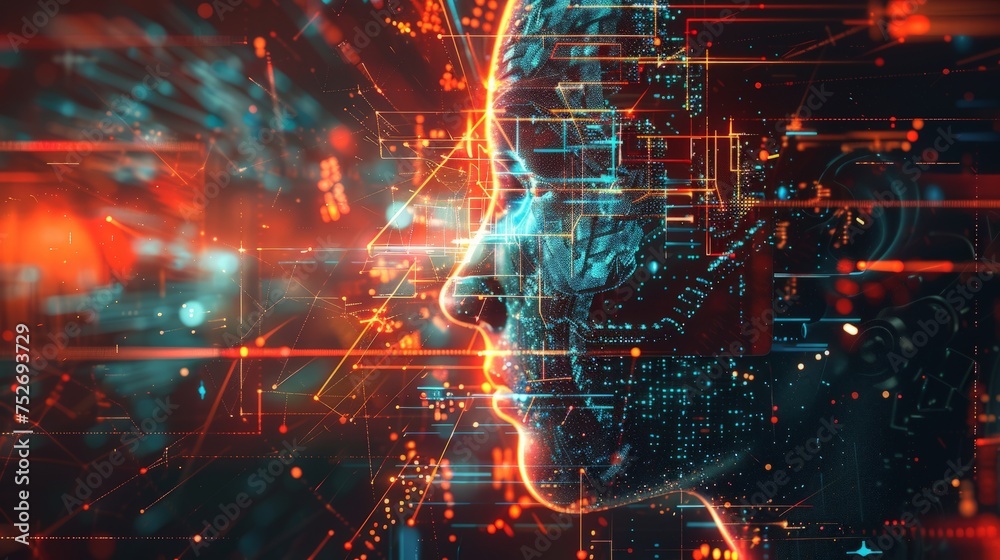 Wall mural conceptual technology of artificial intelligence. abstract futuristic background