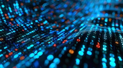 Digital transformation concept. System engineering. Binary code. Programming.