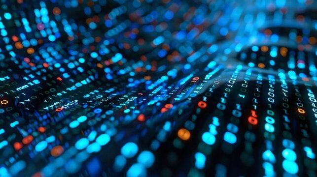 Digital transformation concept. System engineering. Binary code. Programming.