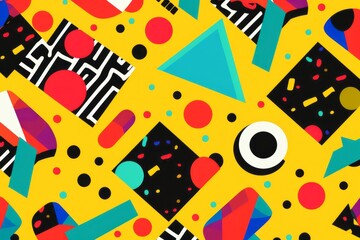 Celebrate the eclectic and dynamic style of the 90s with a collection of seamless patterns background, featuring a mix of geometrics, Generative AI