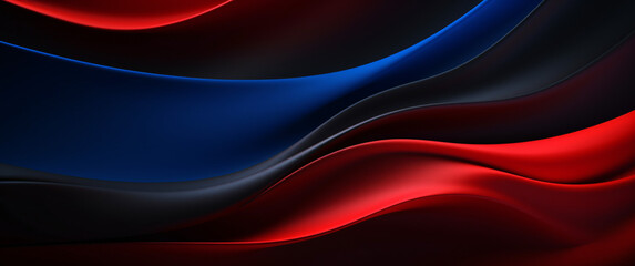 Red and blue wavy abstract background. Red, blue and black colors, Space for text or image - obrazy, fototapety, plakaty