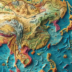 Map of China during the Spring and Autumn period, colorful kingdoms, shot on IMAX Laser, intricate...