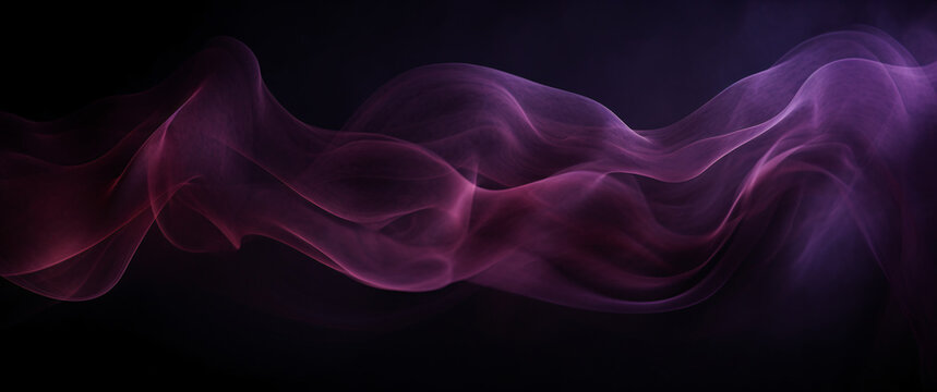 Purple smoke on black background. Abstract smoke pattern. Violet, purple and pink colors, Space for text or image