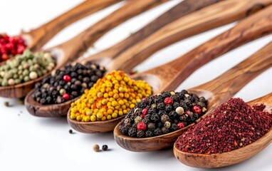 Colorful Spice Array Showcased on Pure White Surface