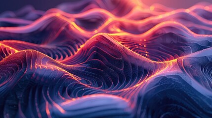 abstract waveform texture mixed with 3d, macro, minimalist multicolor topographic lines, abstract...