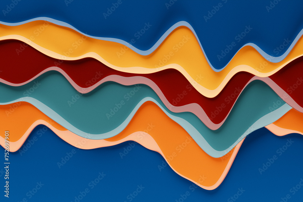 Poster 3d illustration of a colorful abstract gradient background with lines. print from the waves. modern 