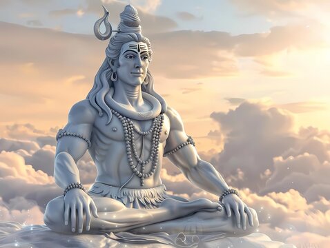 Hindu Maha Shivaratri on the clouds, Generative AI illustrations.
