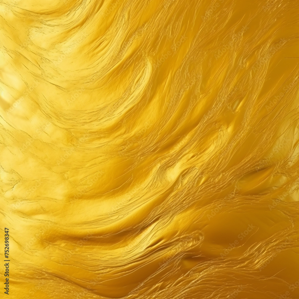 Wall mural golden abstract background of yellow silk or satin fabric with some smooth folds in it. space for te