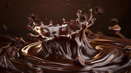 Foto op Plexiglas chocolate splash closeup as a background or backdrop, Generative AI illustrations. © jbstocks