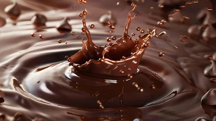 Türaufkleber chocolate splash closeup on a brown background, Generative AI illustrations. © jbstocks