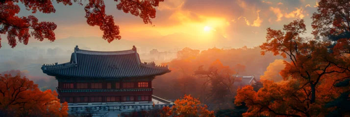 Fototapeten buddhist temple in the morning, Changdeokgung Palace UNESCO World Heritage Site © Abdul
