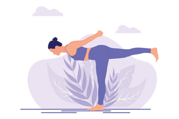 Yoga Exercise Flat Design Illustration