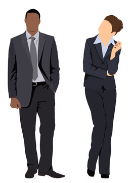 working pair of standing business people vector eps