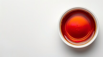 Top view of cocktail sauce in a white bowl isolated in a white backdrop with a big space for text or product, Generative AI. - obrazy, fototapety, plakaty