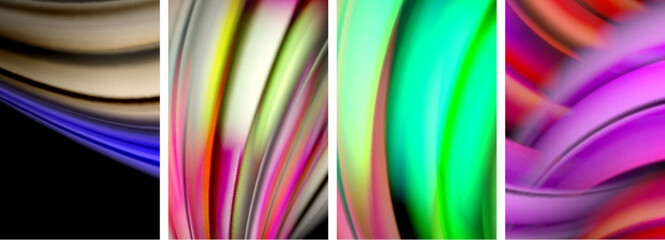 Rainbow style fluid color wave line background poster set. Vector Illustration For Wallpaper, Banner, Background, Card, Book Illustration, landing page