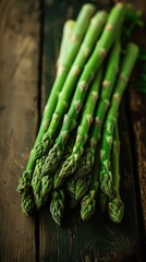 Close-up of green asparagus tips.  Food industry, Nutritional education, Culinary arts. AI Generated.