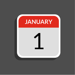 Vector style calendar sticker with school theme showing the month of January