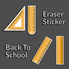 Collection of ruler stickers with various shapes in vector style for school theme