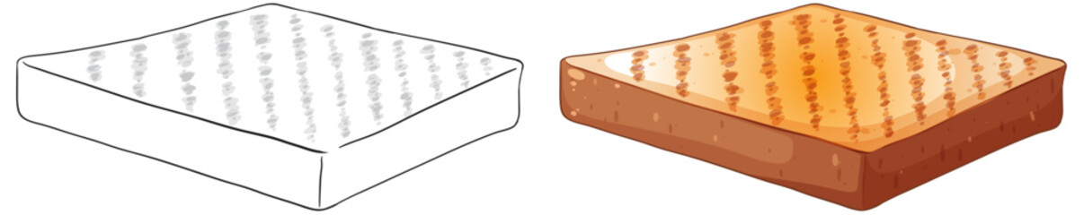 Two mattresses depicted in white and brown colors.