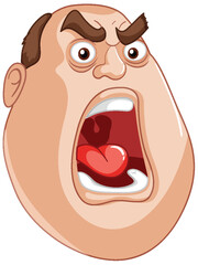 Cartoon illustration of a man with an angry expression.