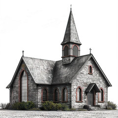 Fototapeta na wymiar big church isolated on transparent background, element for design
