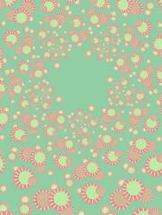 Abstract pink and green circle floral pattern 