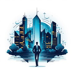 建物とビジネスマン,Generative AI AI画像