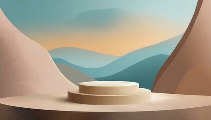 white sand castle, Background with empty podium mockup for product presentation in pastel colors